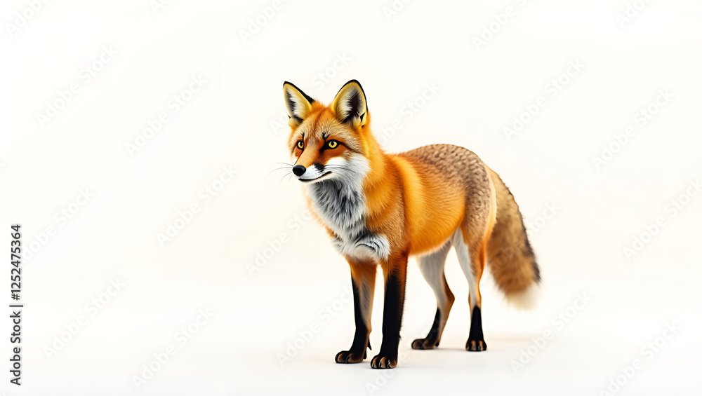 Naklejka premium Majestic Red Fox in High-Definition – Stunning Wildlife Photography and Nature Art.