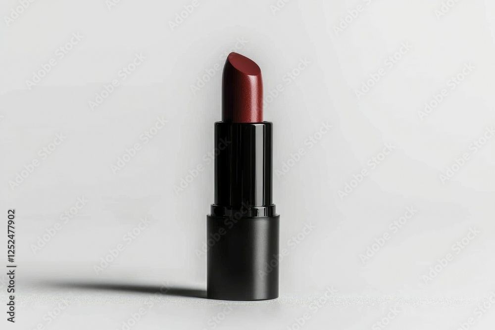 Dark red lipstick in simple studio shot, for beauty ads, isolated on light surface Dark red lipstick in simple studio shot, for beauty ads, isolated on light surface