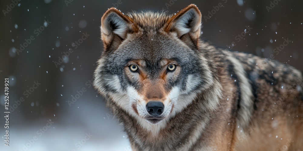 A close-up of a wolf in a snowy landscape, showcasing its piercing eyes and thick fur, creating a striking and majestic presence. A close-up of a wolf in a snowy landscape, showcasing its piercing eyes and thick fur, creating a striking and majestic presence.