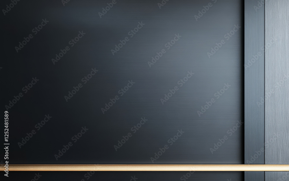 Obraz premium Minimalist black wall with golden accent in modern interior design concept