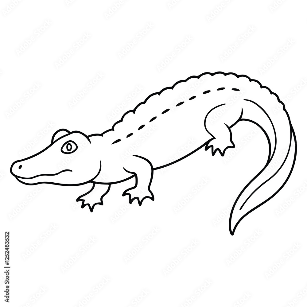 Fototapeta premium Little Alligator Cartoon Animal Illustration Generated by Ai.
