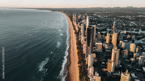 A beautiful morning at Surfers Paradise, Queensland over the sky.