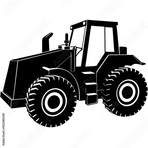 Wheel Loader silhouette white background