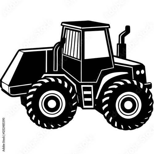 Wheel Loader silhouette white background