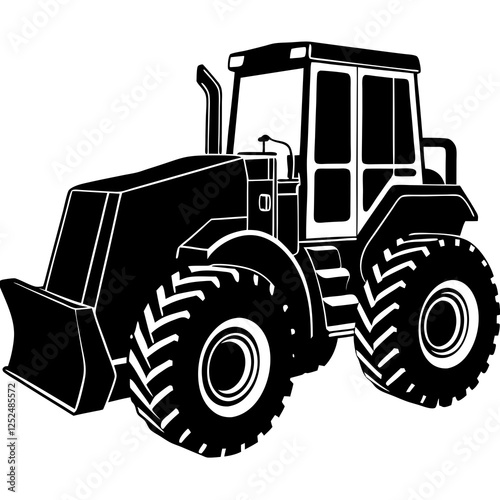 Wheel Loader silhouette white background