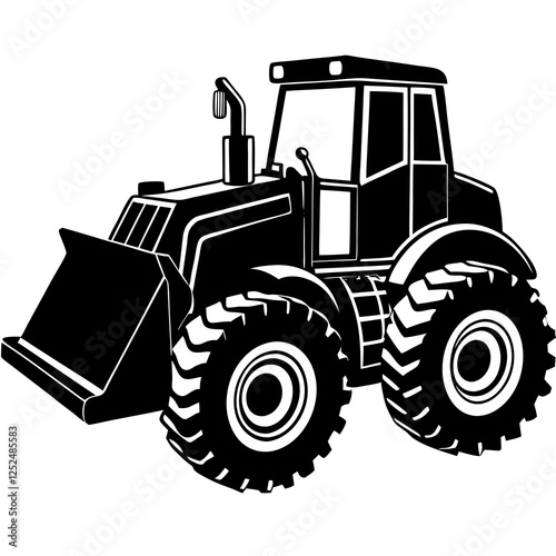 Wheel Loader silhouette white background