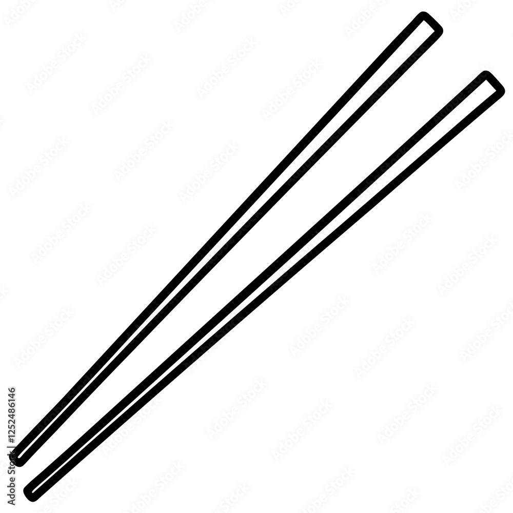 Chopsticks and Bowl Clean Line Art Vector Chopsticks and Bowl Clean Line Art Vector