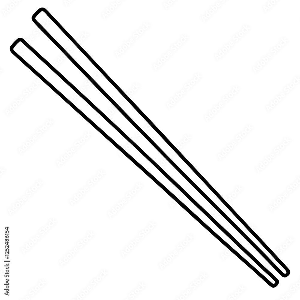Chopsticks and Bowl Clean Line Art Vector Chopsticks and Bowl Clean Line Art Vector