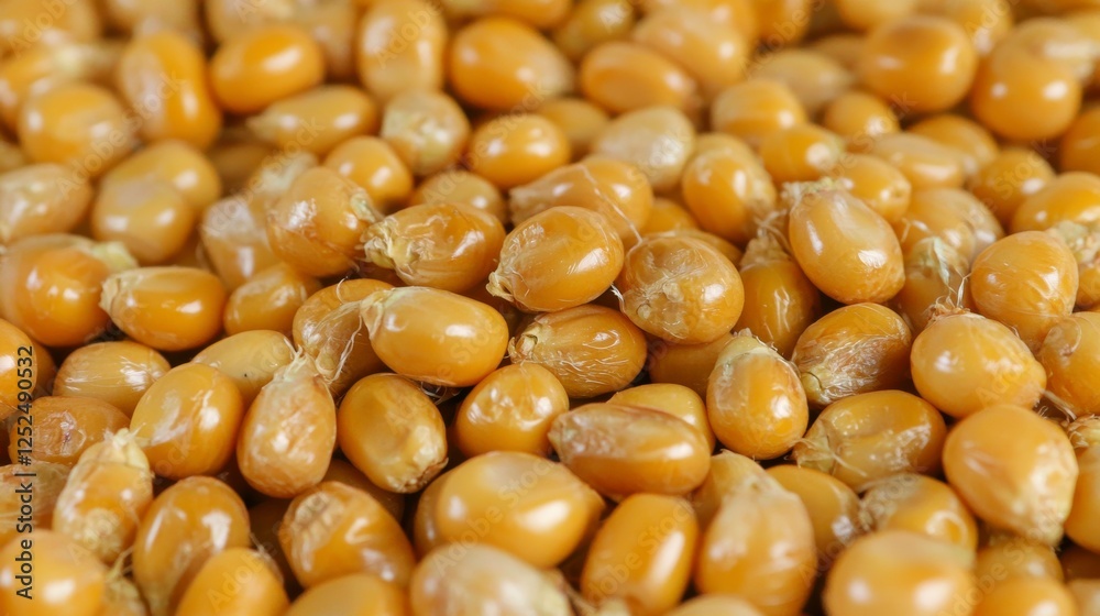 Close-up View of Glossy Yellow Corn Kernels on a Textured Surface for Food and Agriculture Themes Close-up View of Glossy Yellow Corn Kernels on a Textured Surface for Food and Agriculture Themes