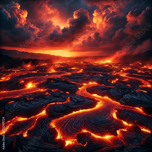 Glowing Lava Flow on the Big Island of Hawaii