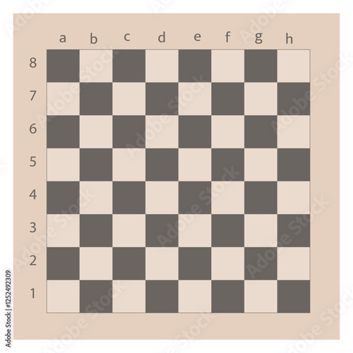 Empty Chessboard Layout Wood Wall Checkered Chess Board  Vector Illustration Isolated on White Background