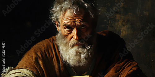 Depiction of Archimedes engaged in scholarly contemplation in ancient Greece