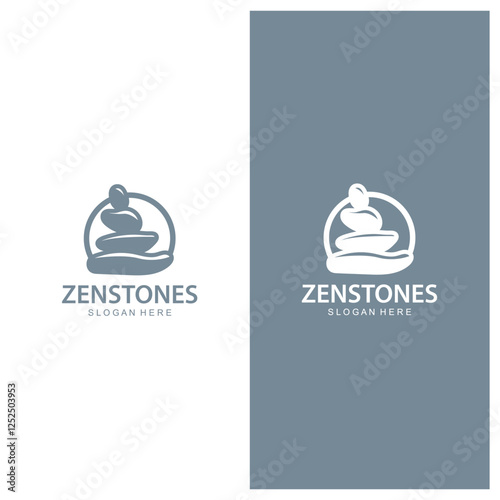 Home Stone Logo  zenstone  balance stone logo with Geometric Arch Design