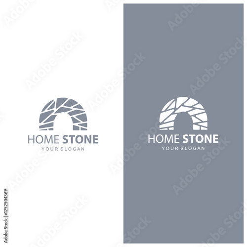 Home Stone Logo  zenstone  balance stone logo with Geometric Arch Design