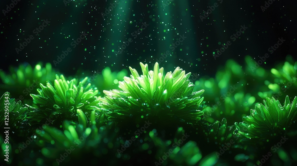 Fototapeta premium Lush Green Foliage with Soft Light and Magical Atmosphere