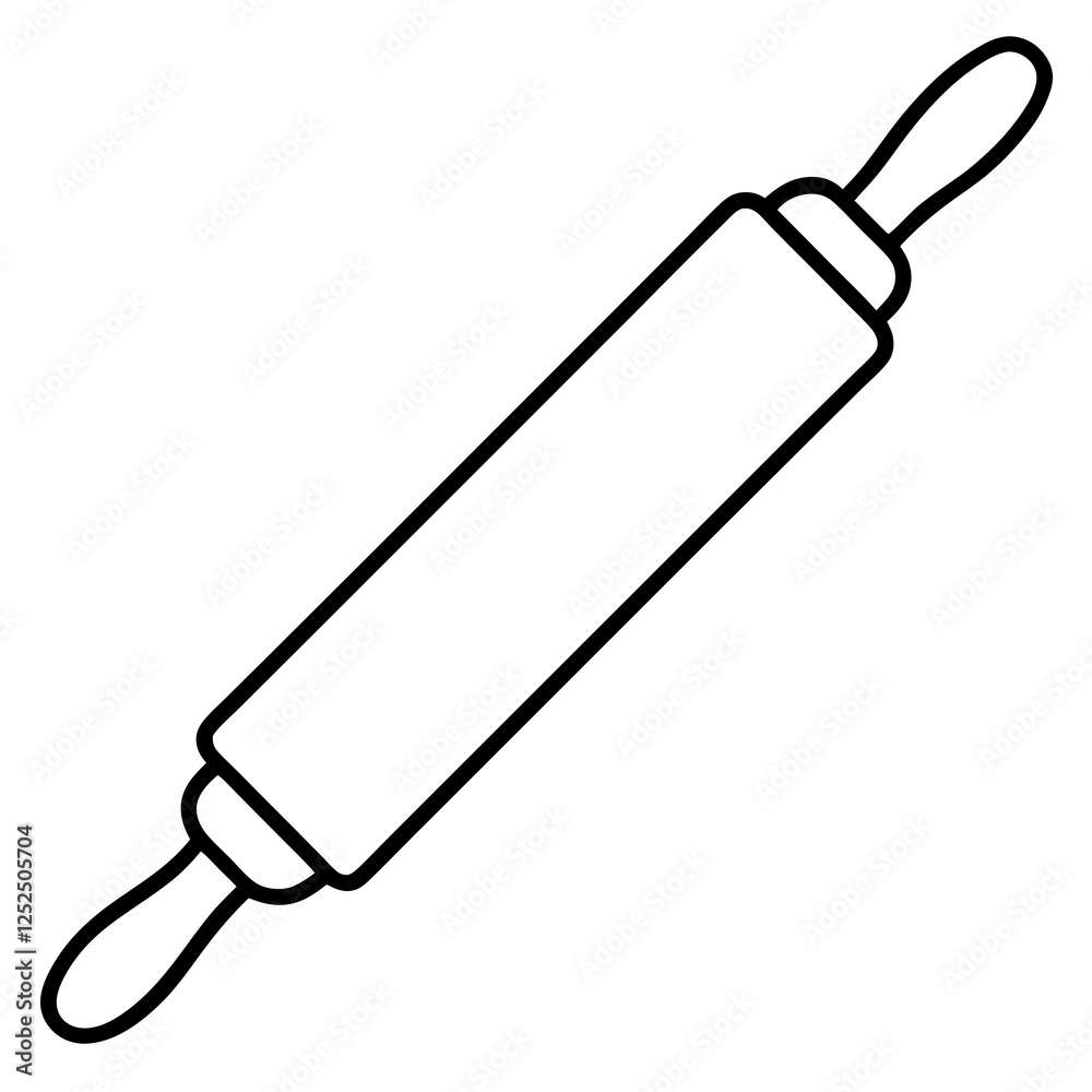 Classic Rolling Pin Line Drawing