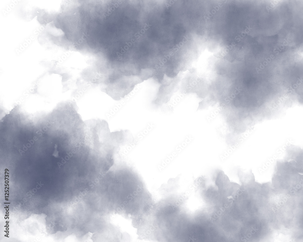 Obraz premium 曇り空の水彩風イラスト 背景 