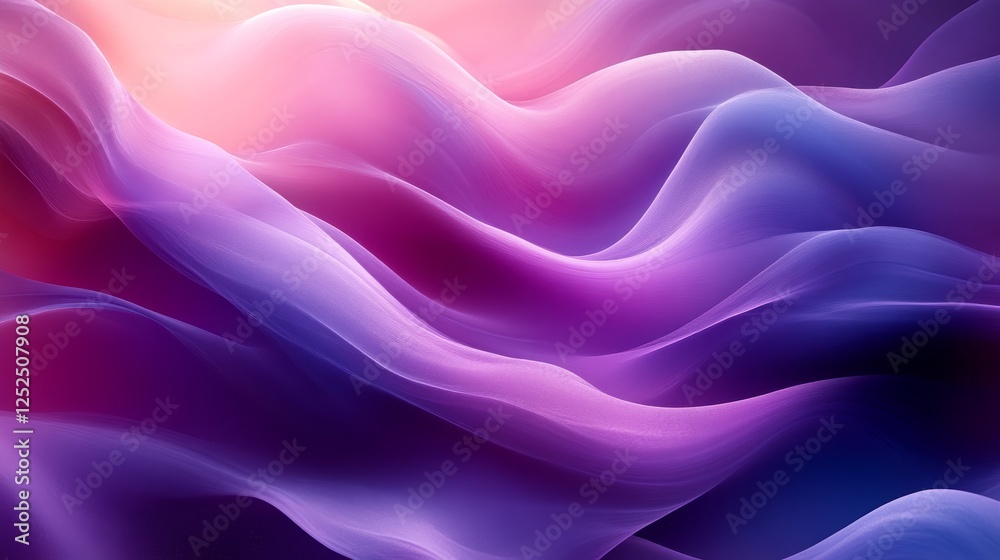 Fototapeta premium Colorful abstract waves in pink and purple hues, flowing lines with a soft gradient. Creative art and design concept