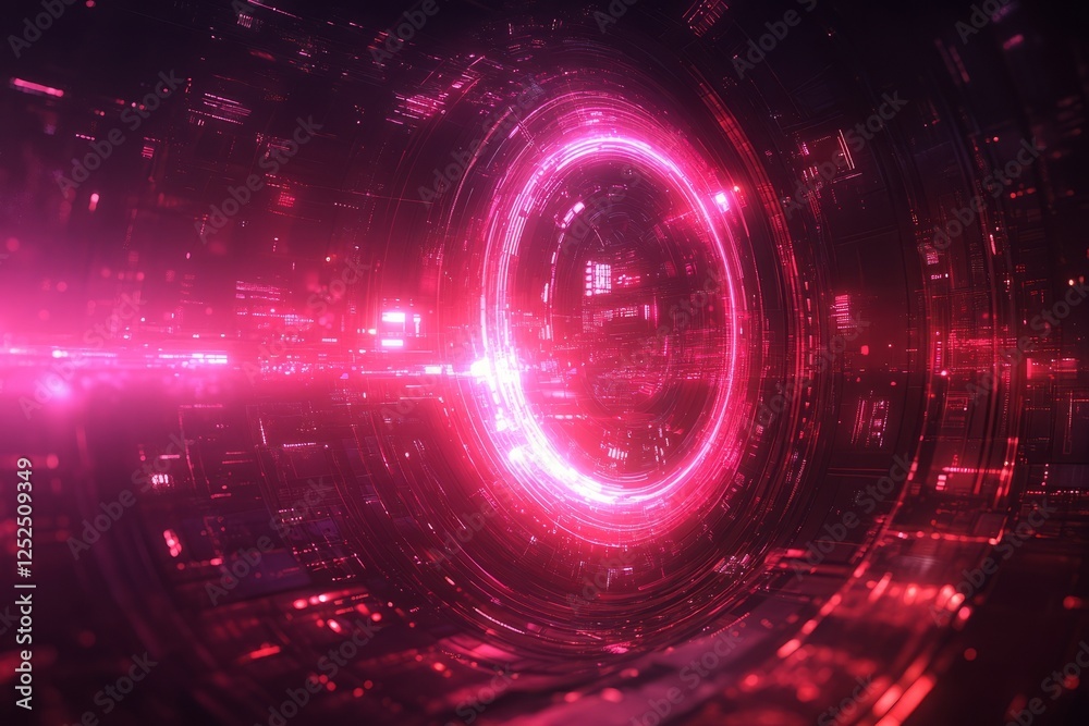 Obraz premium A red circle with a purple glow. Background Isolate of teachnology.