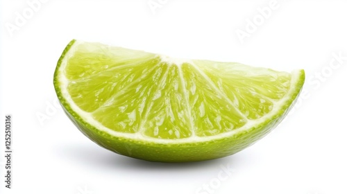 Freshly Sliced Green Lime with Bright Citrus Texture on a Clean White Background