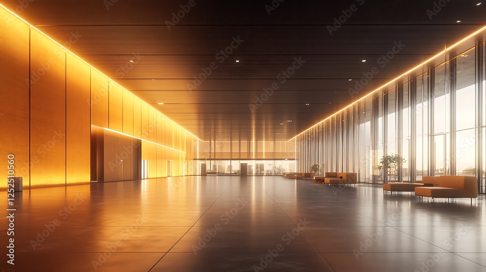 Modern Lobby Interior Design with Warm Lighting Modern Lobby Interior Design with Warm Lighting