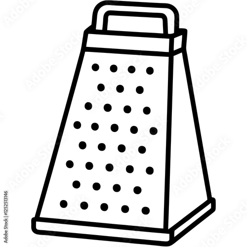 Detailed Vector Line Art of a Grater