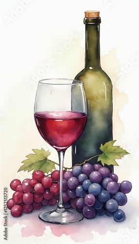 Obraz na płótnie green grape posters dec cafe bunches wine set leaves grapes red watercolor wine branches design glass bottle corkscrew wine watercolor menu restaurant blue grapes wine glass wine bottle greeting w salonie