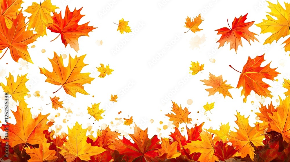 Autumn colored maple leaves falling isolated on white Autumn colored maple leaves falling isolated on white