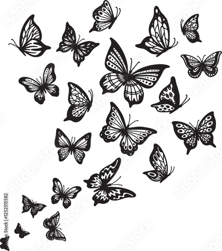 Printable vector illustration of butterfiles
