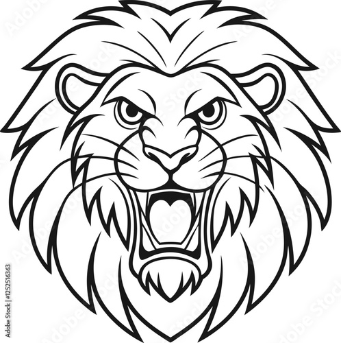 Roaring Lion Head, Majestic King, African Wildlife, Black and White