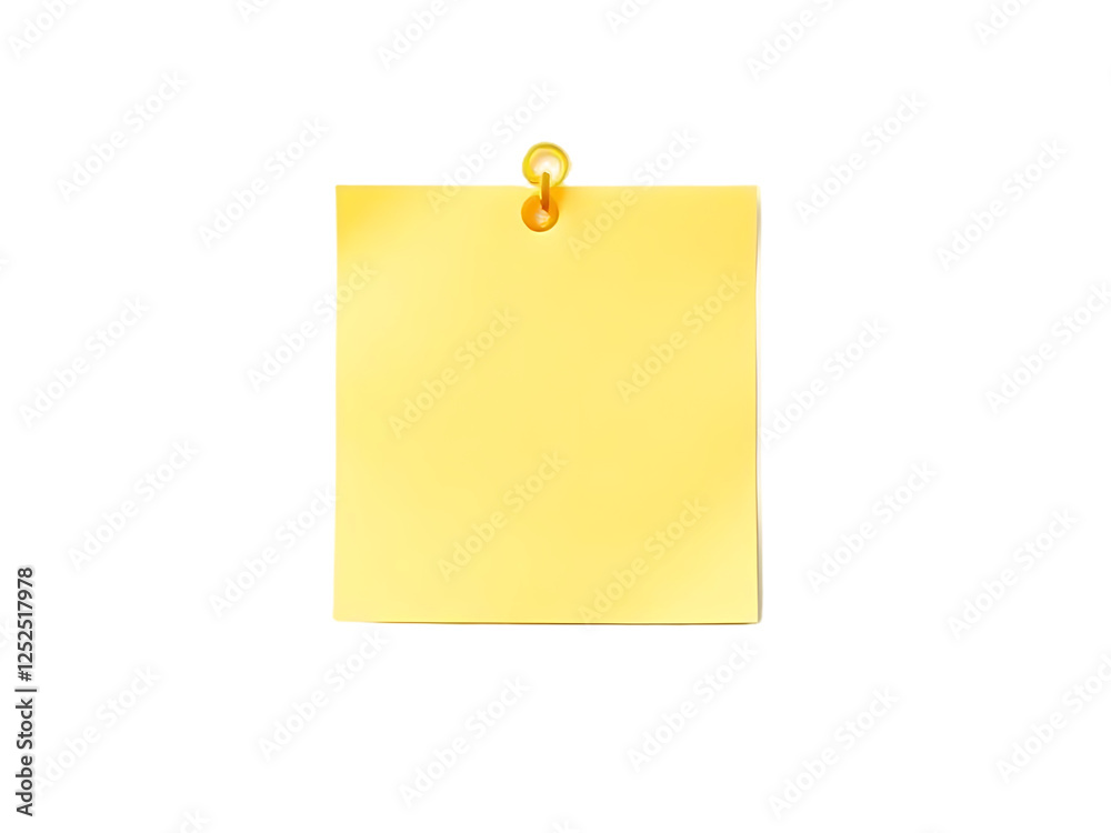 yellow sticky note with push pin isolated yellow sticky note with push pin isolated