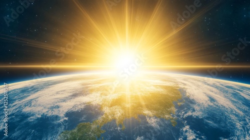 Bright Sunrise Illuminating Planet Earth From Space Depicting A New Dawn And Global Perspective.