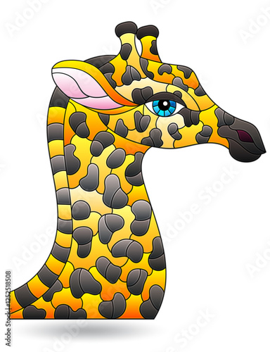 Wallpaper Mural Illustration in the style of stained glass with giraffe, animal isolated on a white background Torontodigital.ca