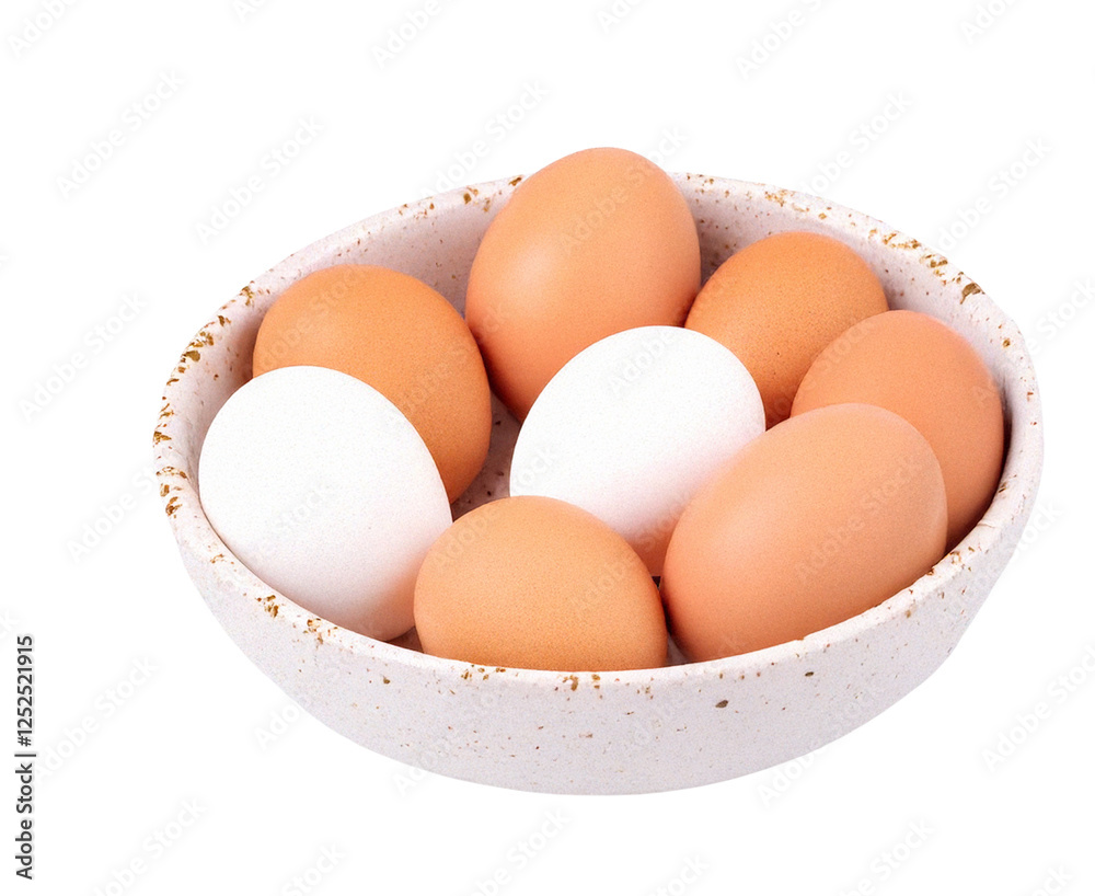 Fresh eggs in a clear glass bowl, isolated on a transparent PNG background with a white backdrop, perfect for food packaging, culinary designs, and organic branding.
Fresh eggs in a clear glass bowl, isolated on a transparent PNG background with a white backdrop, perfect for food packaging, culinary designs, and organic branding.