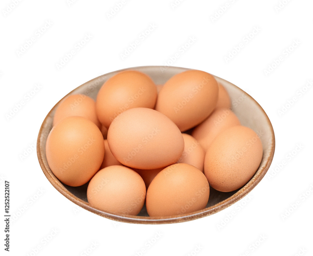 Fresh eggs in a clear glass bowl, isolated on a transparent PNG background with a white backdrop, perfect for food packaging, culinary designs, and organic branding.
Fresh eggs in a clear glass bowl, isolated on a transparent PNG background with a white backdrop, perfect for food packaging, culinary designs, and organic branding.
