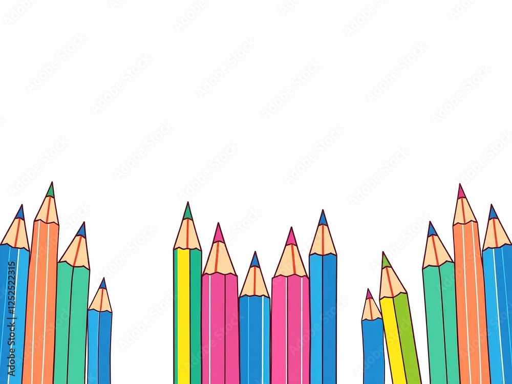 Artistic Abstraction: Geometric Pencils in Line Art on a Colorful Tapestry Artistic Abstraction: Geometric Pencils in Line Art on a Colorful Tapestry