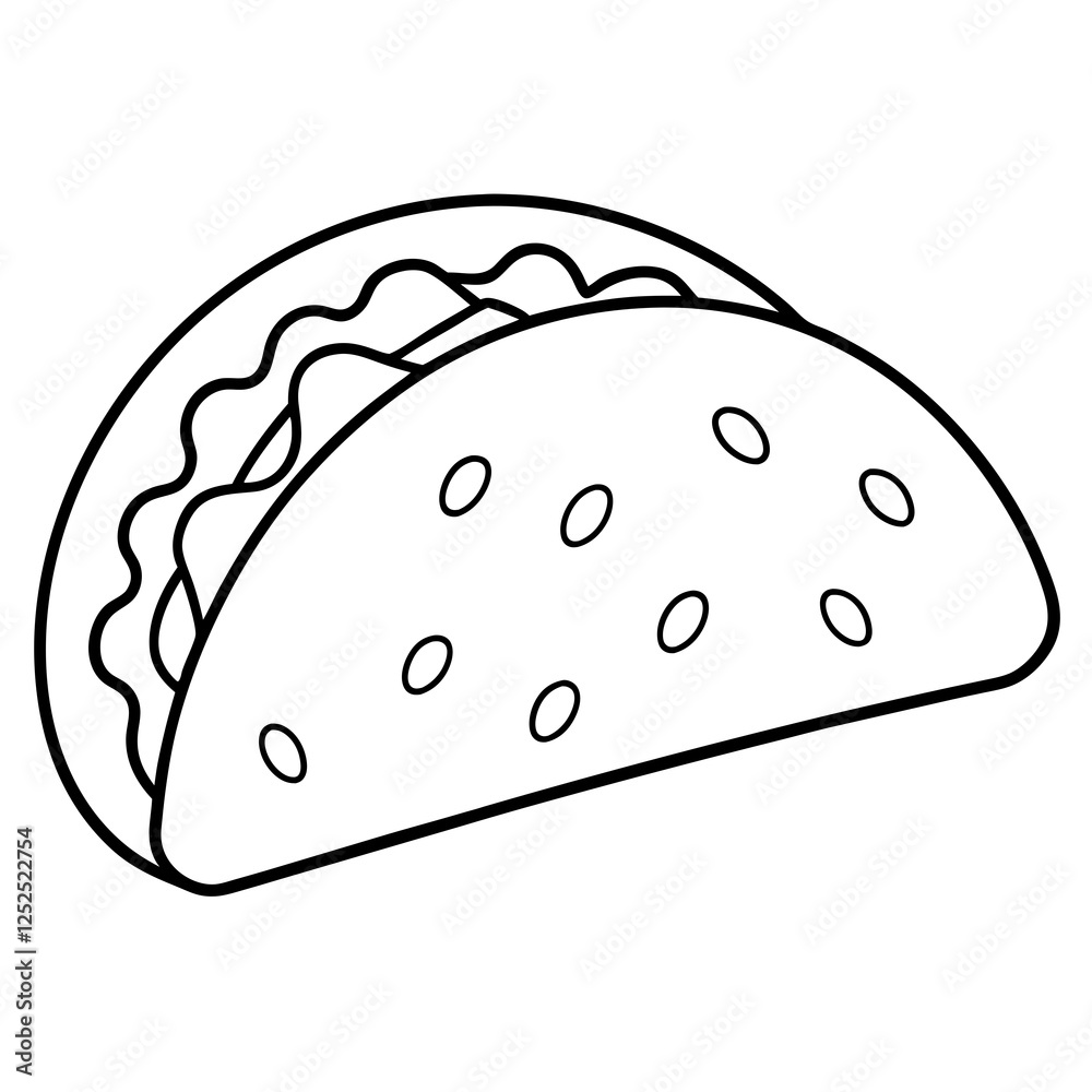 Elegant Taco Line Drawing Vector Style Elegant Taco Line Drawing Vector Style
