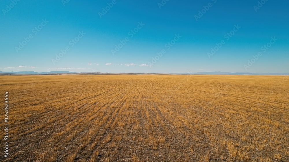 Fototapeta premium A solar panel field stretching across the land under clear blue skies.