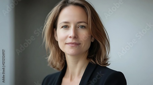 Wallpaper Mural Portrait of a confident woman with shoulder-length light brown hair, wearing a black blazer, looking directly at the camera with a calm expression. Torontodigital.ca