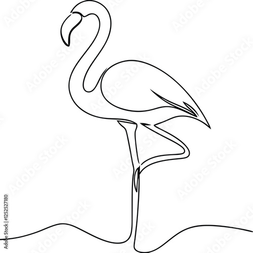 Elegant Flamingo Line Art SingleLine Drawing of a Bird