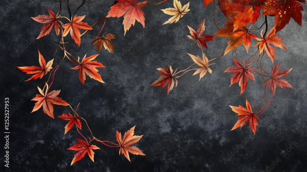 Autumn falling leaves on transparent background with maple design Autumn falling leaves on transparent background with maple design