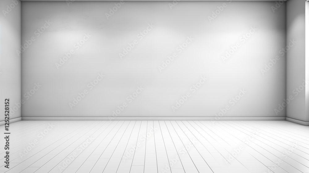 empty wall and wooden floor with glare from the window. Interior background for mockup or presentation