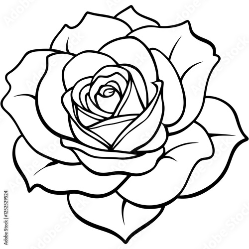 Elegant flower blossom illustration in natural style with delicate petals and botanical details, simple vector
