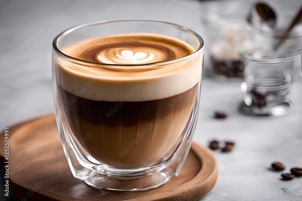 High-quality image of dalgona coffee in a clear glass. Soft lighting to create a cozy, inviting atmosphere. High-quality image of dalgona coffee in a clear glass. Soft lighting to create a cozy, inviting atmosphere.
