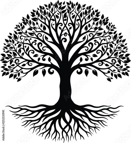 Roots of Power This powerful image symbolizes strength wisdom and interconnectedness depicted as a sprawling tree with intricate roots