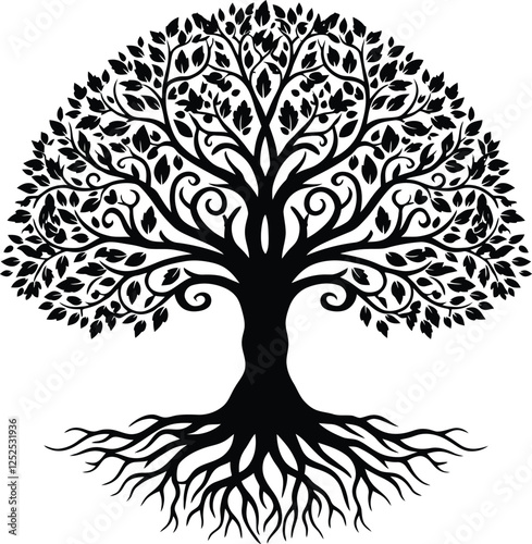 Roots of Power This powerful image symbolizes strength wisdom and interconnectedness depicted as a sprawling tree with intricate roots