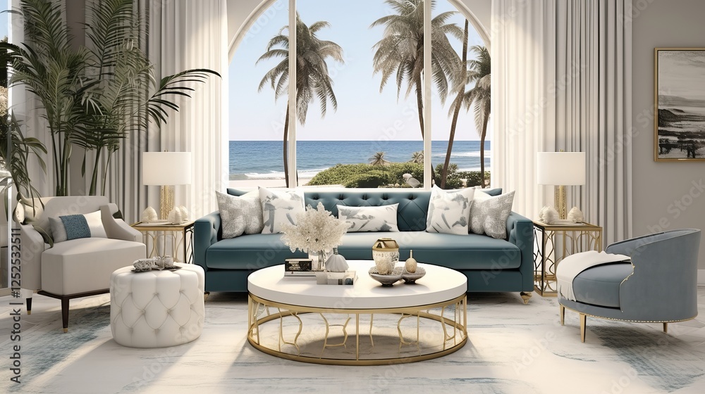 Obraz premium modern living room with white furniture