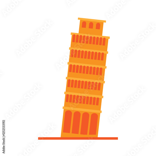 leaning tower of Pisa icon colored 