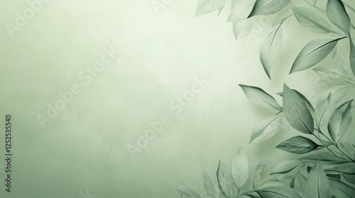 A calming sage green background with a subtle pattern, perfect for creating a relaxing vibe, with plenty of copy space available for creative text.
