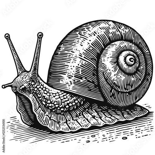Detailed Illustration of a Snail